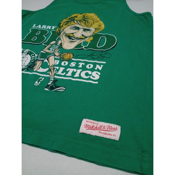 Mitchell & Ness Larry Bird Caricature Green Small Tank Top NBA Boston Celtics - Picture 2 of 6